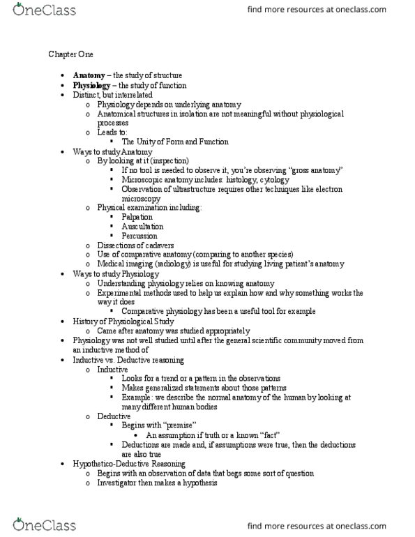 BIOL 2010 Lecture Notes - Lecture 1: Abdominal Cavity, Negative Feedback, Inductive Reasoning thumbnail