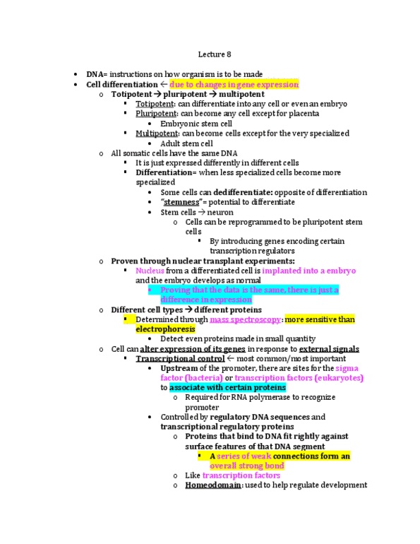 BIOL 4374 Lecture Notes - Lecture 8: Repressor, Cytosine, Barr Body thumbnail