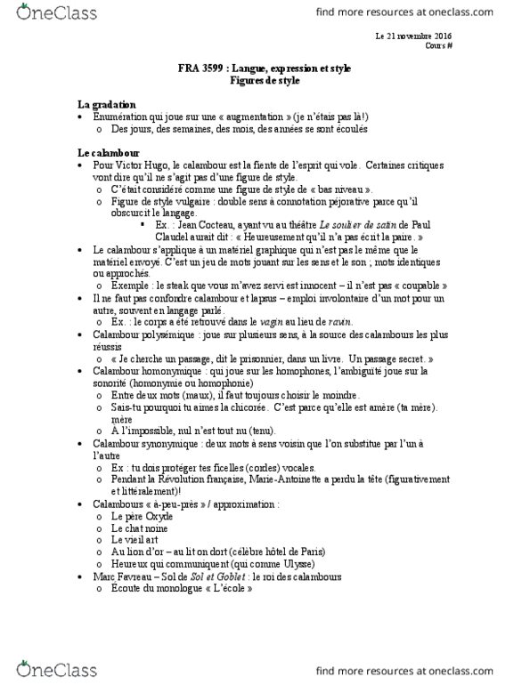 FRA 3599 Lecture Notes - Lecture 19: Paul Claudel, Jean Cocteau, Lapsus thumbnail