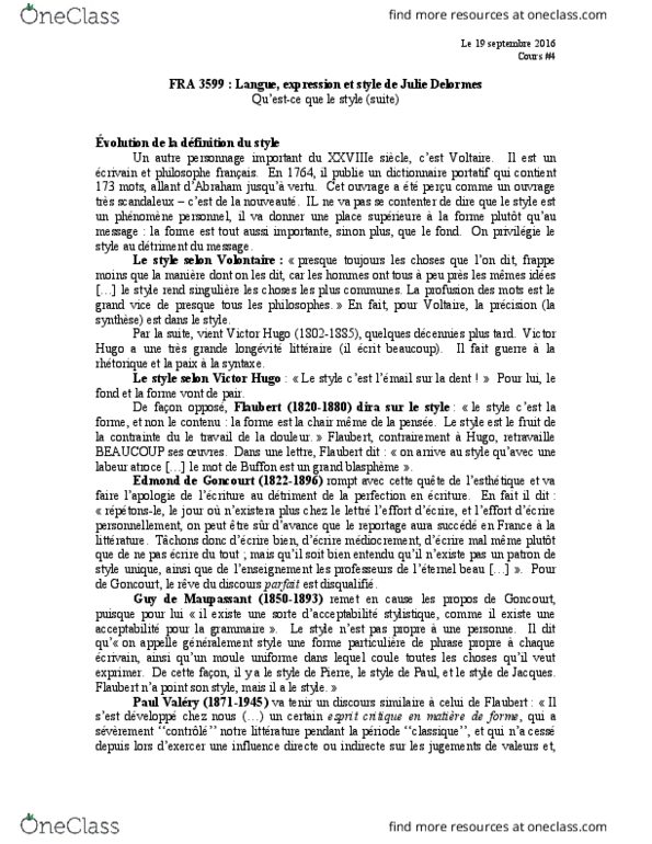 FRA 3599 Lecture Notes - Lecture 4: Voseo, Girdle, Edmond De Goncourt thumbnail