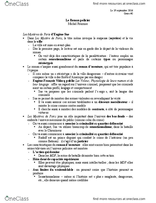 FRA 2713 Lecture Notes - Lecture 2: Voir, George Sand, La Question thumbnail