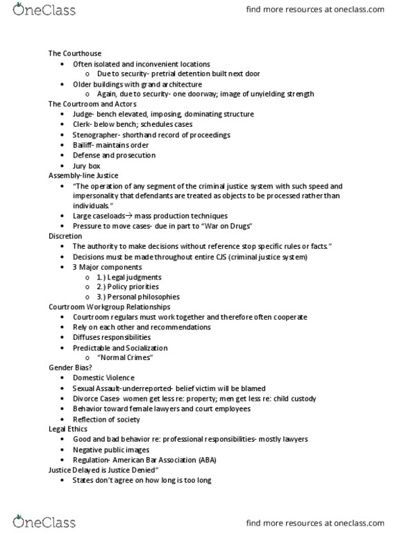 CRIM 211 Lecture Notes - Lecture 4: Mandatory Retirement, Pro Se Legal Representation In The United States, Merit System thumbnail