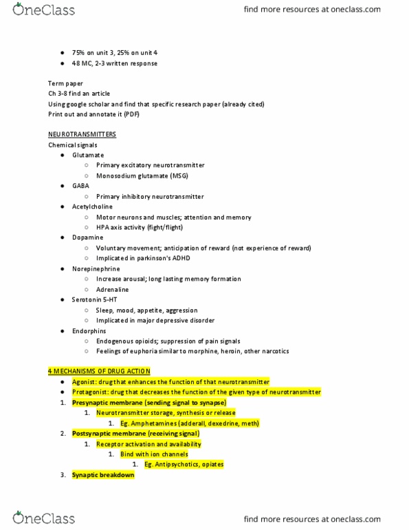 PSYC 100 Lecture Notes - Lecture 8: Frontal Lobe, Hindbrain, Motor Control thumbnail