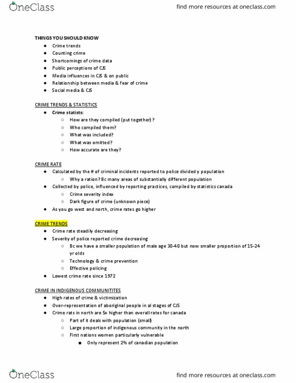 CRIM 131 Lecture Notes - Lecture 3: Visible Minority, Organized Crime, Domestic Violence thumbnail