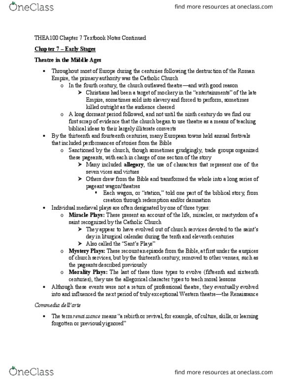 THEA 100 Chapter Notes - Chapter 7: First Folio, Tamburlaine, Blank Verse thumbnail