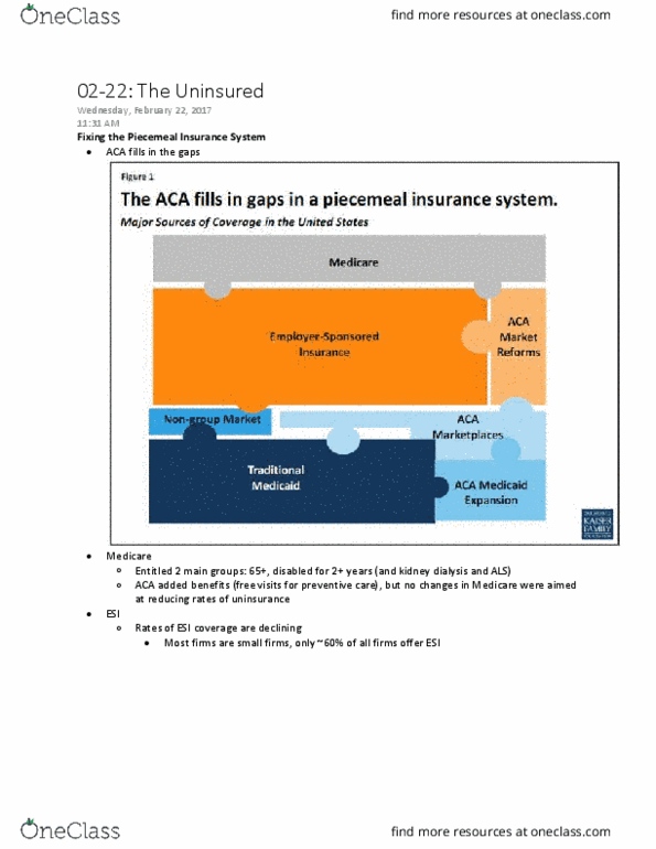 PHP 0310 Lecture Notes - Lecture 12: Employee Retirement Income Security Act, Working Poor, Medicaid Managed Care thumbnail