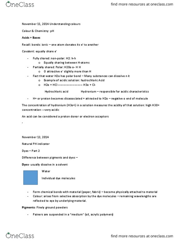 NATS 1870 Lecture Notes - Lecture 8: Ph Indicator, Hydronium, Chemical Polarity thumbnail