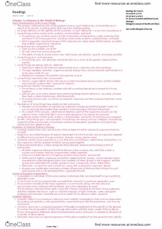 BIOL 1080 Chapter Notes - Chapter 1a: Ground Substance, Nephron, Deductive Reasoning thumbnail