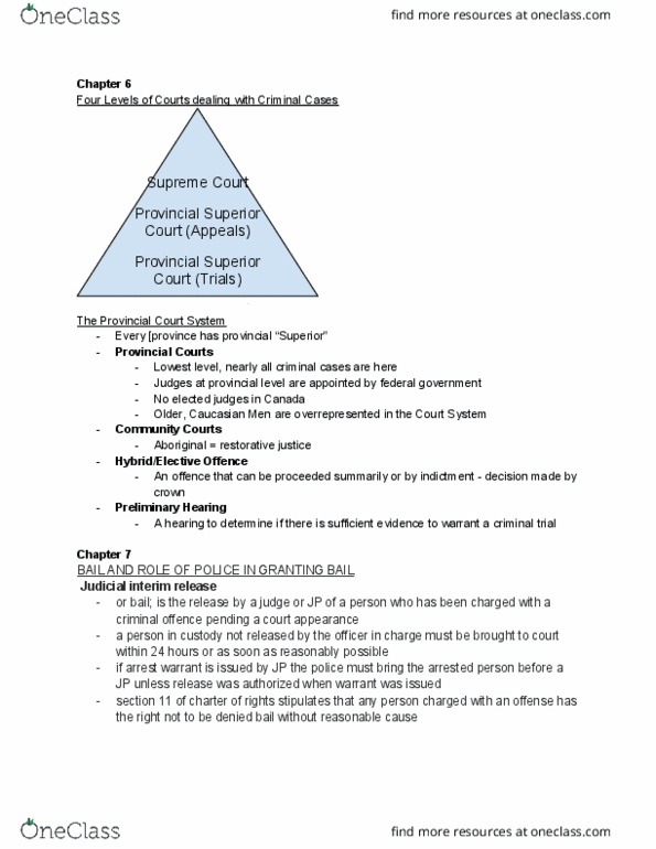 CRM 100 Chapter Notes - Chapter 6,7,9: The Need, Provincial Superior, Reverse Onus thumbnail