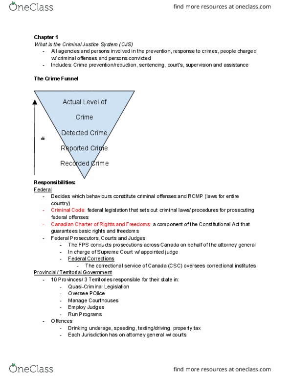CRM 100 Chapter Notes - Chapter 1: The Foundations, Precedent, Social Control thumbnail