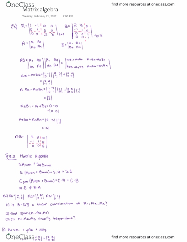 MATH 3013 Lecture 9: Matrix algebra thumbnail