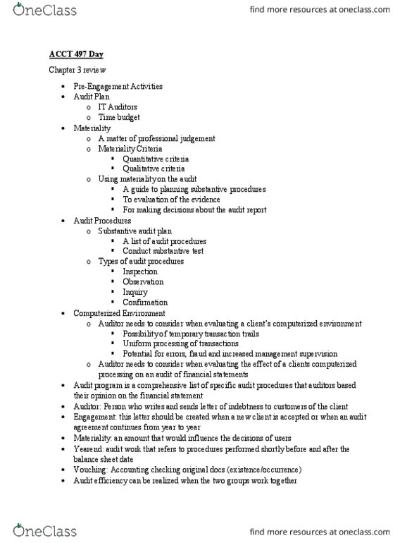 ACCT 497 Lecture Notes - Lecture 9: Financial Statement, Internal Control thumbnail