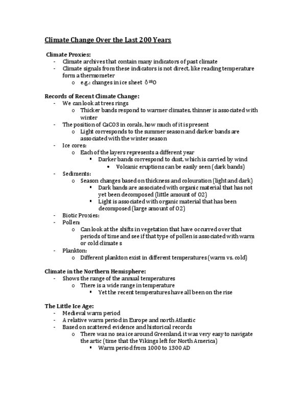 LIFESCI 2H03 Lecture Notes - Solar Cycle, Mount Pinatubo, Medieval Warm Period thumbnail