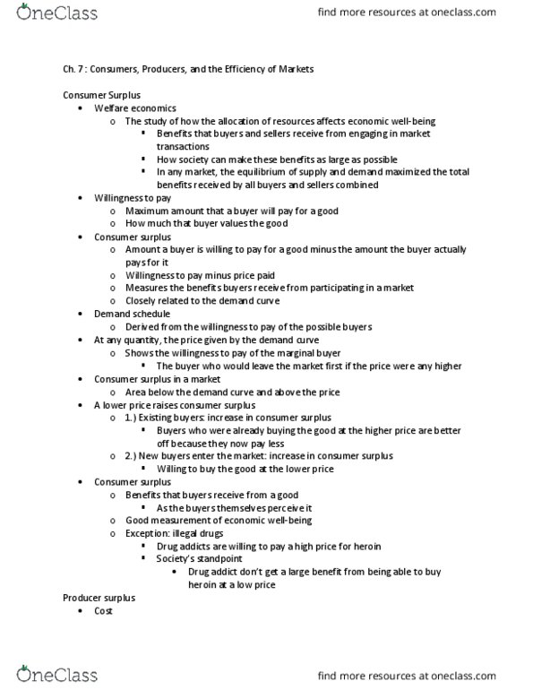 ECON 212 Lecture Notes - Lecture 7: Economic Surplus, Demand Curve, Economic Efficiency thumbnail