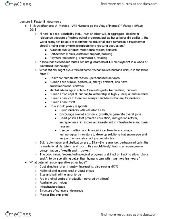 AEM 2300 Lecture Notes - Lecture 5: North American Free Trade Agreement, Shift Work, Dutch Disease thumbnail