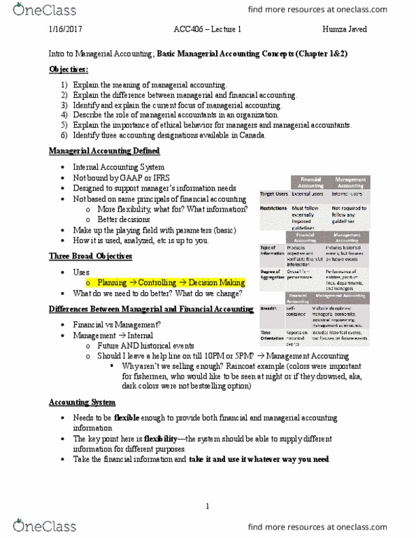 ACC 406 Lecture Notes - Lecture 1: Total Quality Management, Chartered Professional Accountant, Continual Improvement Process thumbnail