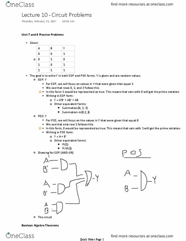 CSE 220 Lecture Notes - Lecture 10: Majority Function, Nand Gate, Or Gate thumbnail