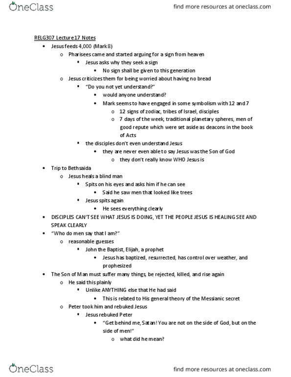 RELG 307 Lecture Notes - Lecture 17: Hyperbole, Isaiah 53, Servant Songs thumbnail