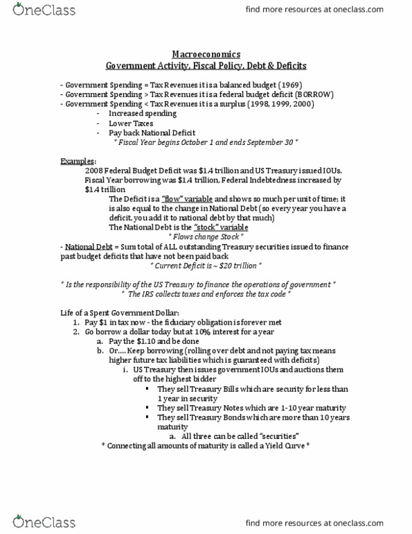 ECON 2133 Lecture Notes - Lecture 3: United States Treasury Security, Iou, Fiduciary thumbnail