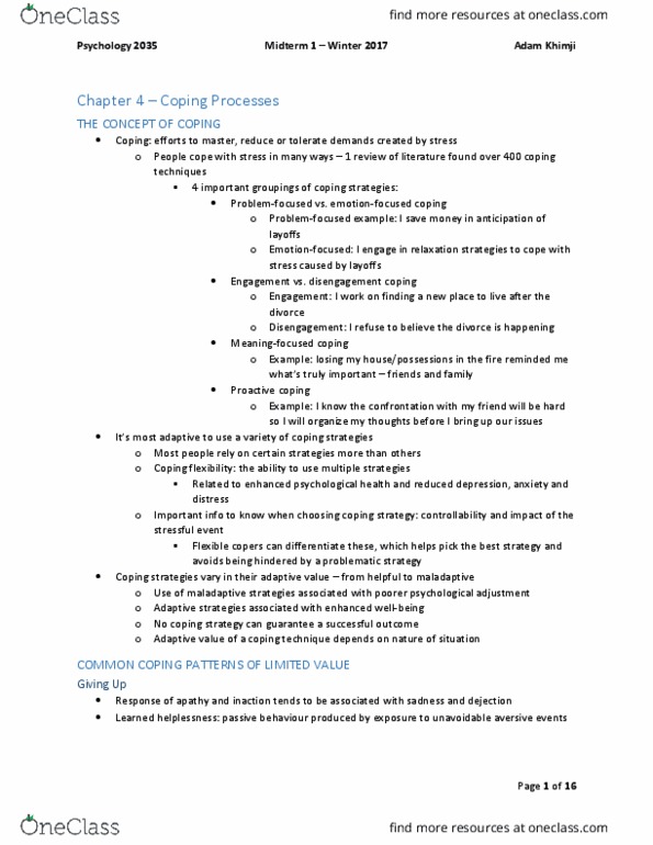 Psychology 2035A/B Chapter Notes - Chapter 4: Herbert Benson, Emotional Expression, Mantra thumbnail