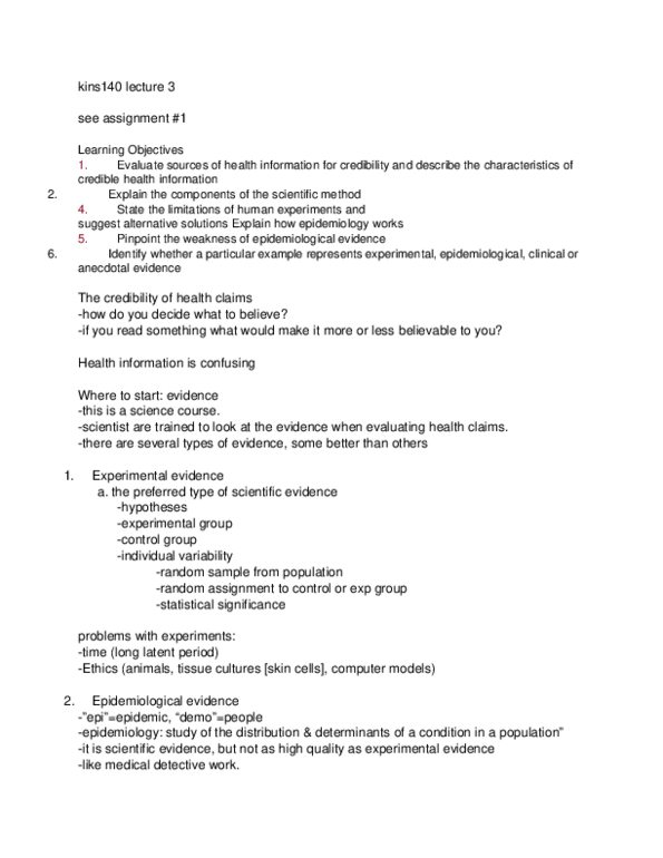 BPK 140 Lecture 3: kins 140 Lecture 3 Prof Arnold thumbnail