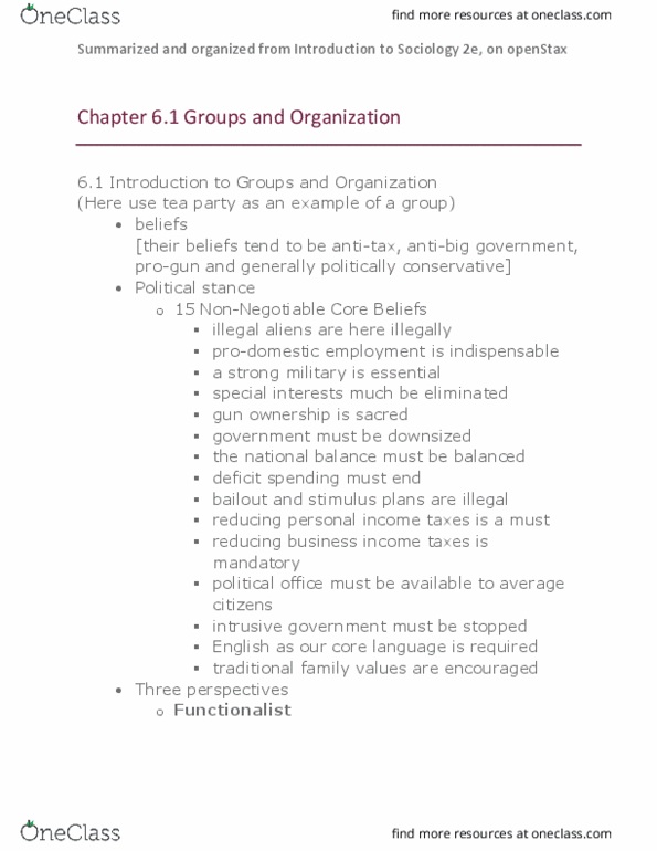 SOCIOL 110 Chapter Notes - Chapter 6.1: Group Dynamics, Family Values thumbnail