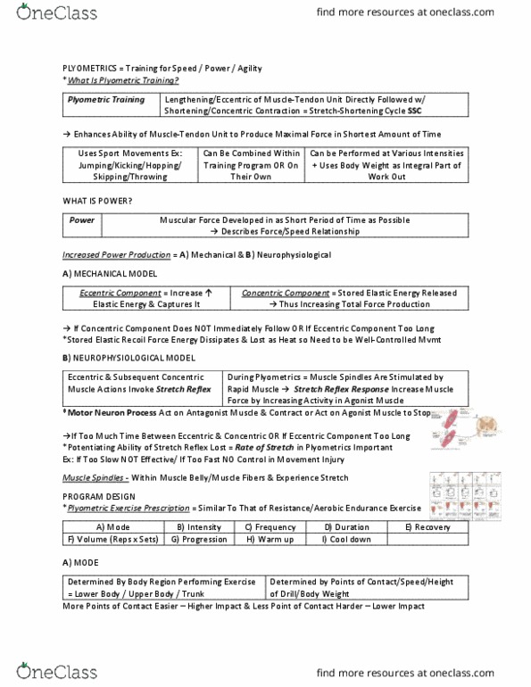 EDKP 495 Lecture Notes - Lecture 10: Joint Stability, Wicket-Keeper, Plyometrics thumbnail