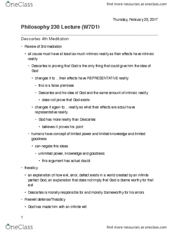 PHIL 230 Lecture Notes - Lecture 12: Theodicy thumbnail