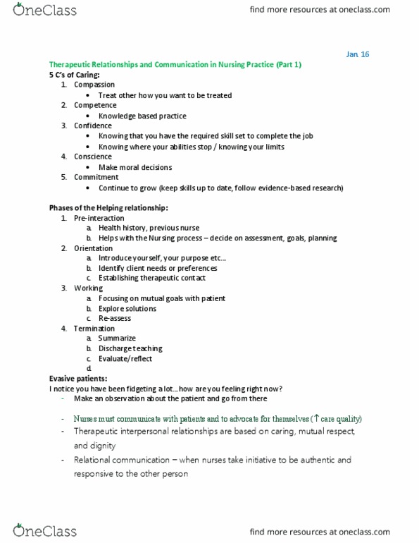 NURS103 Chapter Notes - Chapter 0: Vibraphone, Nursing Process, Interpersonal Communication thumbnail