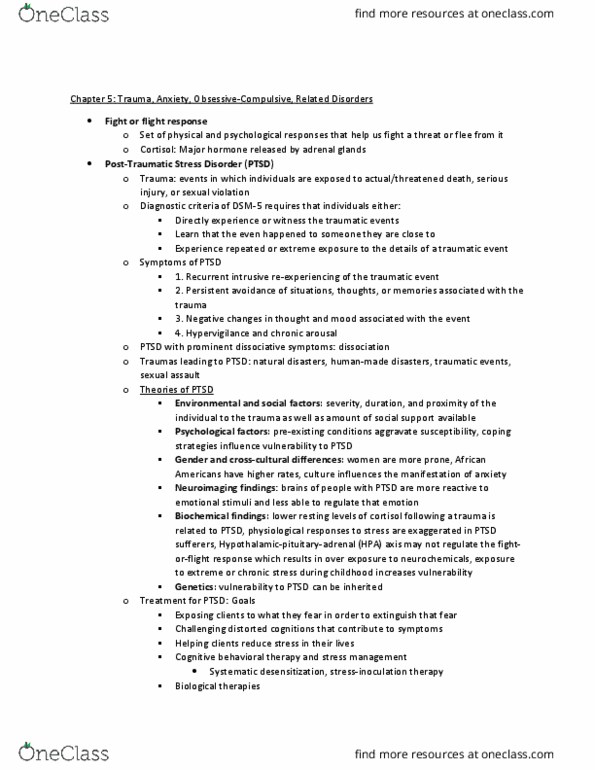 CLP 3144 Lecture Notes - Lecture 5: Panic Disorder, Generalized Anxiety Disorder, Heritability thumbnail