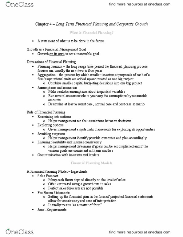 Management and Organizational Studies 2310A/B Chapter 4: Long Term Financial Planning and Corporate Growth thumbnail
