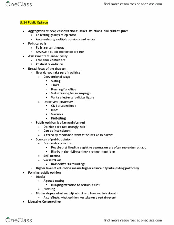 POL 1010 Lecture Notes - Lecture 5: Exit Poll, Sampling Error, Selection Bias thumbnail