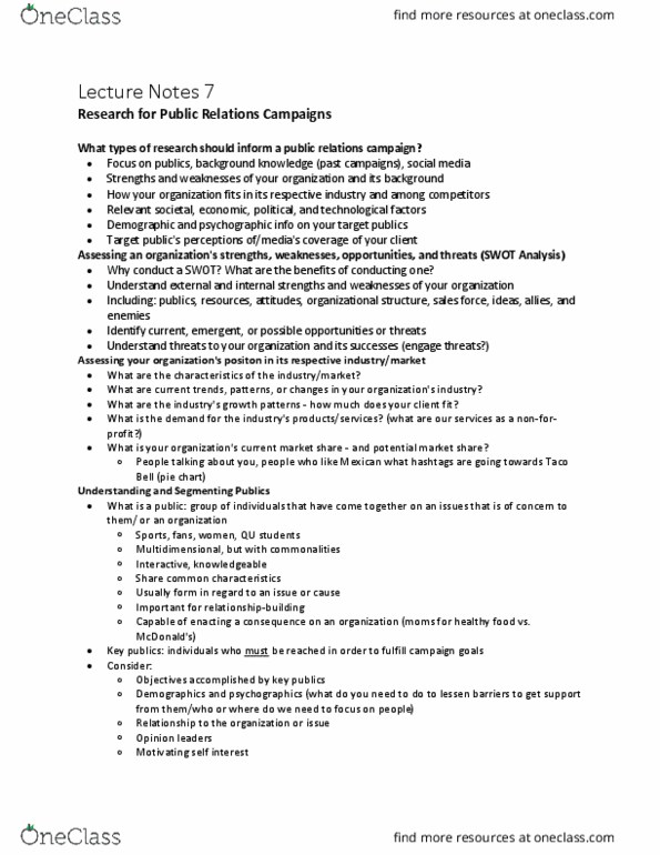 STC 101 Lecture Notes - Lecture 8: Taco Bell, Pie Chart, Swot Analysis thumbnail