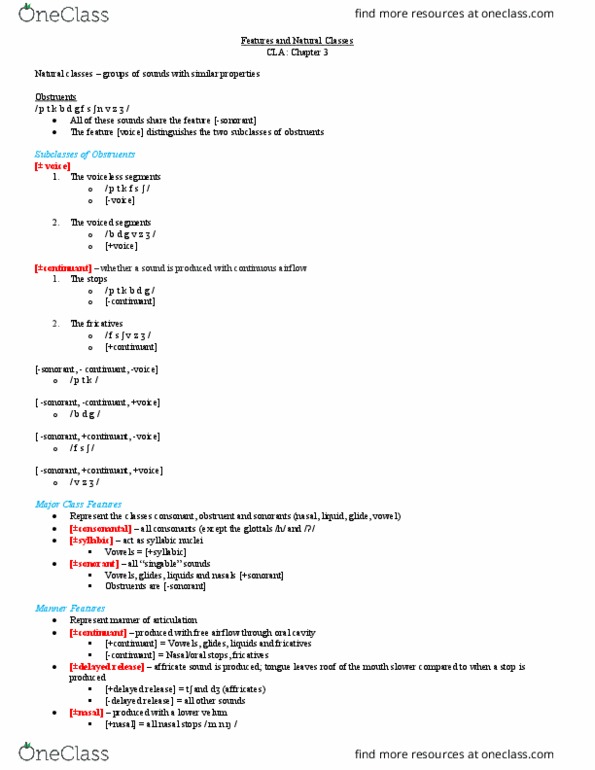 Anthropology 2247A/B Chapter Notes - Chapter 3: Alveolar Consonant, Vocal Folds, Obstruent thumbnail