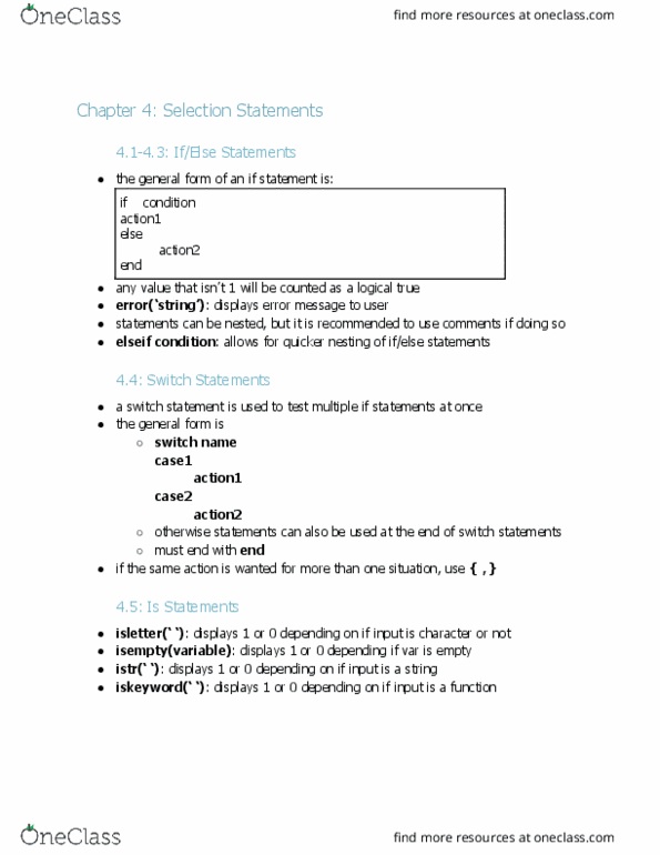 ENG EK 127 Chapter Notes - Chapter 4-5: Switch Statement thumbnail