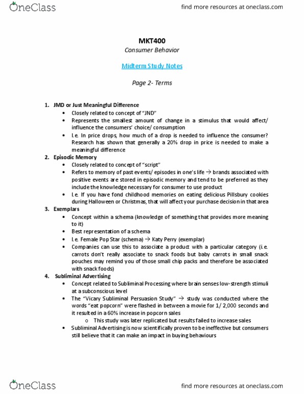 MKT 400 Lecture Notes - Lecture 5: Elaboration Likelihood Model, General Idea, Nationwide Mutual Insurance Company thumbnail