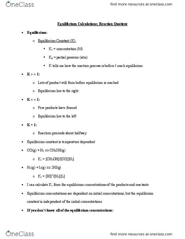 CHEM 1032 Lecture Notes - Lecture 14: Reaction Quotient, Equilibrium Constant, Rice Chart thumbnail