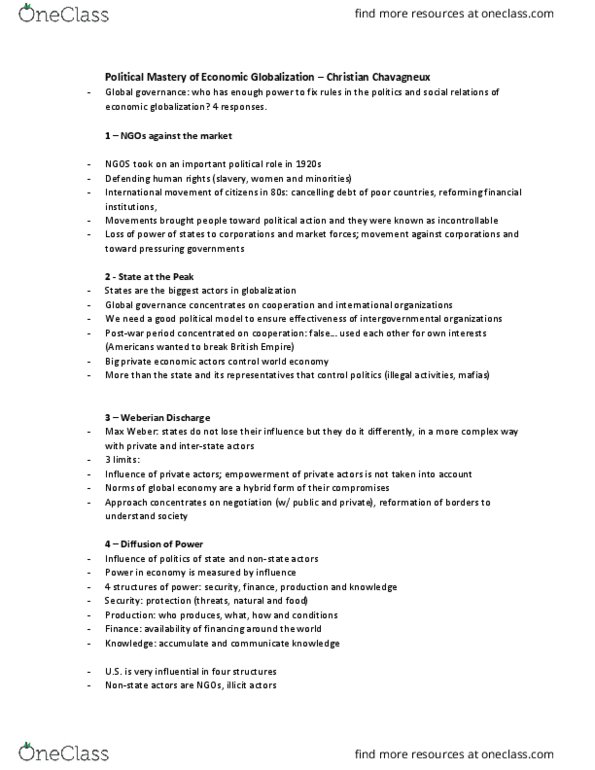 POL 1502 Chapter Notes - Chapter 0: Economic Globalization, Global Governance thumbnail