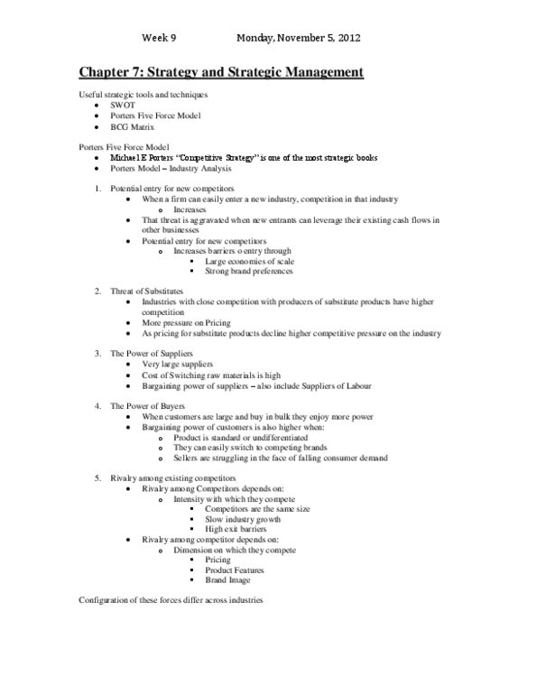 GMS 200 Lecture Notes - Bargaining Power, Swot Analysis thumbnail