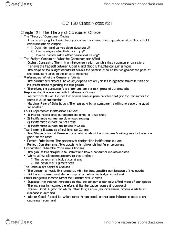 EC120 Lecture Notes - Lecture 5: Giffen Good, Budget Constraint, Eurocopter Ec120 Colibri thumbnail