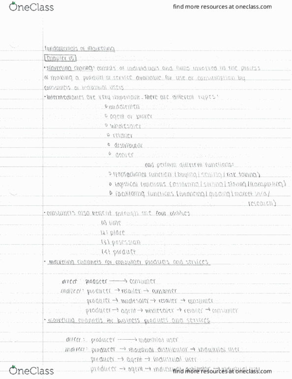 BUSM 2001 Chapter 15: Fundamentals of Marketing thumbnail