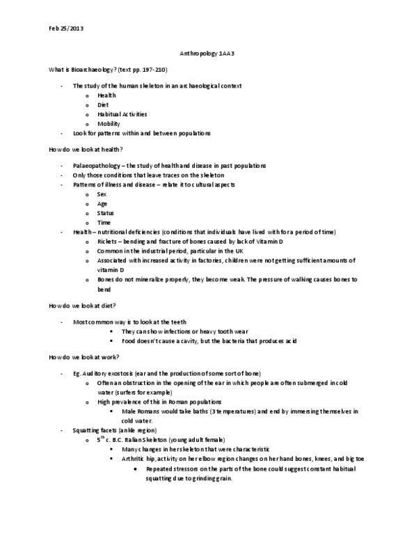 ANTHROP 1AA3 Lecture Notes - Cervical Vertebrae, Trepanning, Blunt Trauma thumbnail