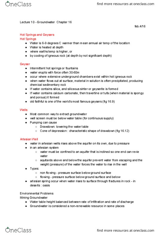 GL102 Lecture Notes - Lecture 10: Calcium Bicarbonate, Subsidence, Stalagmite thumbnail