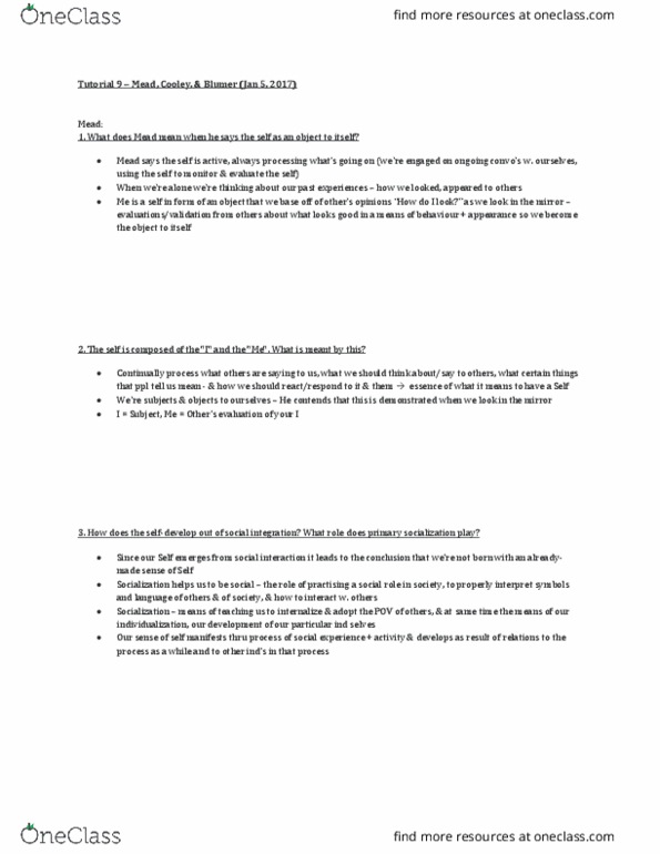 SOCIOL 2S06 Chapter Notes - Chapter 5: Impression Management, Social Inequality, Social Anthropology thumbnail