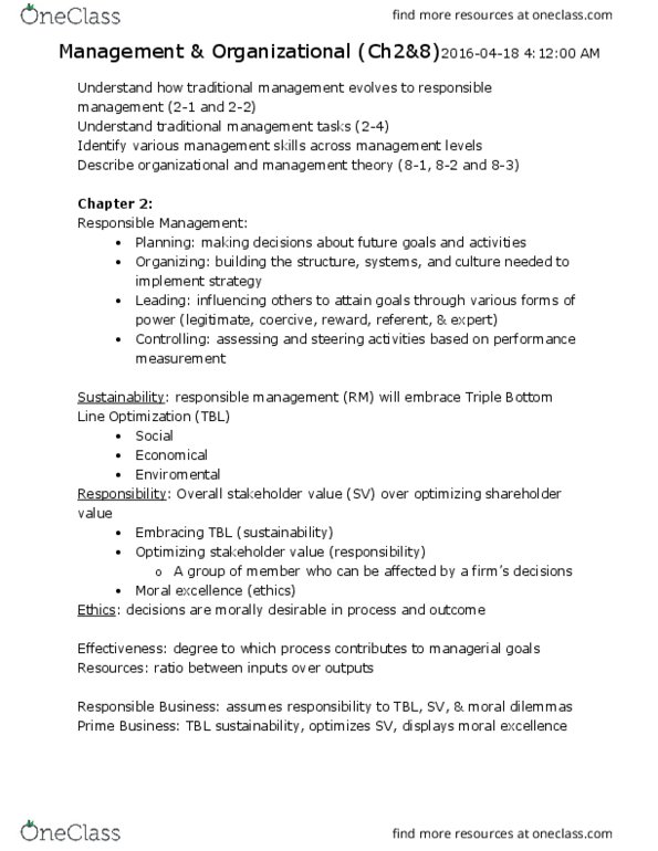 BUSN-201 Lecture Notes - Lecture 1: Job Analysis, Conflict Management, Bookkeeping thumbnail