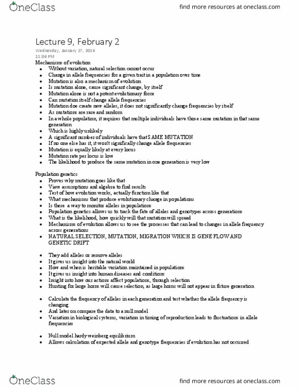 BIOB51H3 Lecture Notes - Lecture 9: Histocompatibility, Speciation, House Mouse thumbnail