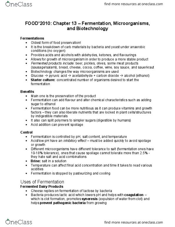 FOOD 2010 Chapter Notes - Chapter 13: Bovine Somatotropin, Bioavailability, Flavr Savr thumbnail