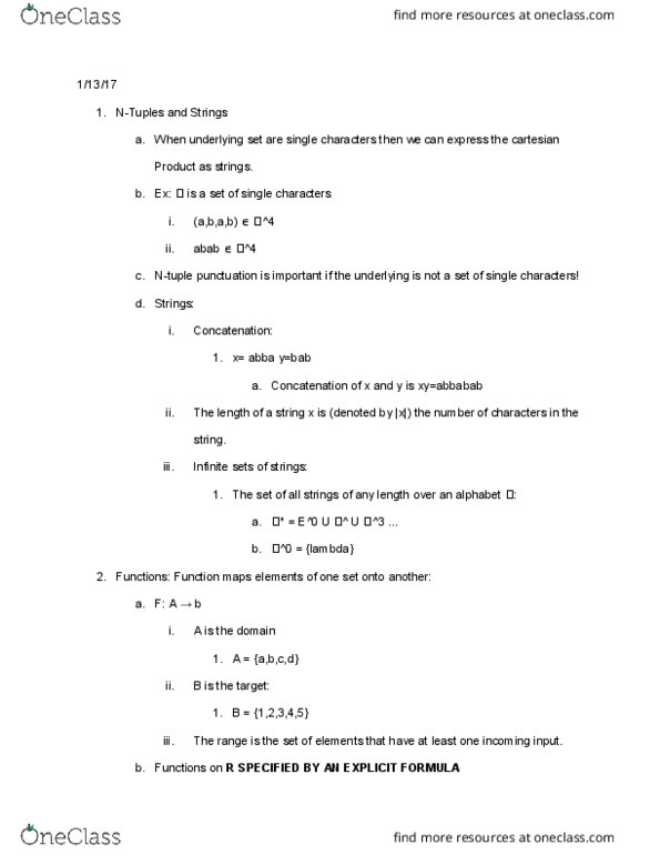 I&C SCI 6D Lecture Notes - Lecture 3: Bijection, Concatenation thumbnail