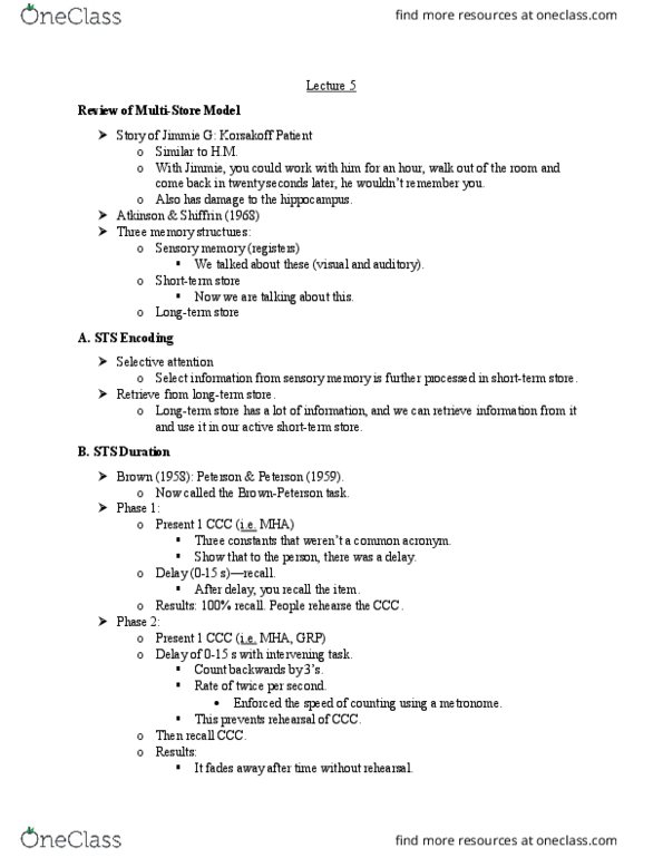 PSYC 2700 Lecture Notes - Lecture 5: Memory Span, Groot, Air Traffic Controller thumbnail