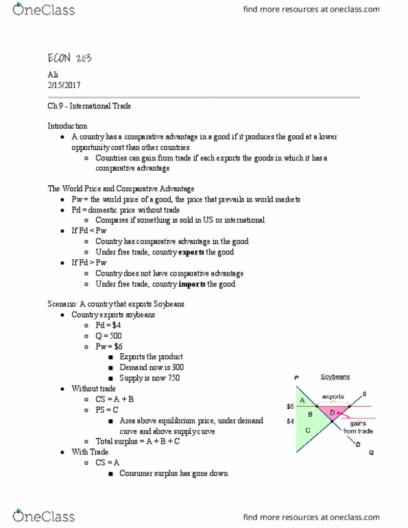 ECN 203 Lecture Notes - Lecture 9: French Wine, Deadweight Loss, Import Quota thumbnail